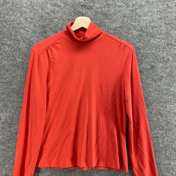 Talbots Top Women PM Petite Red Turtleneck Long Sleeve Rayon Pullover Casual - Picture 3 of 9